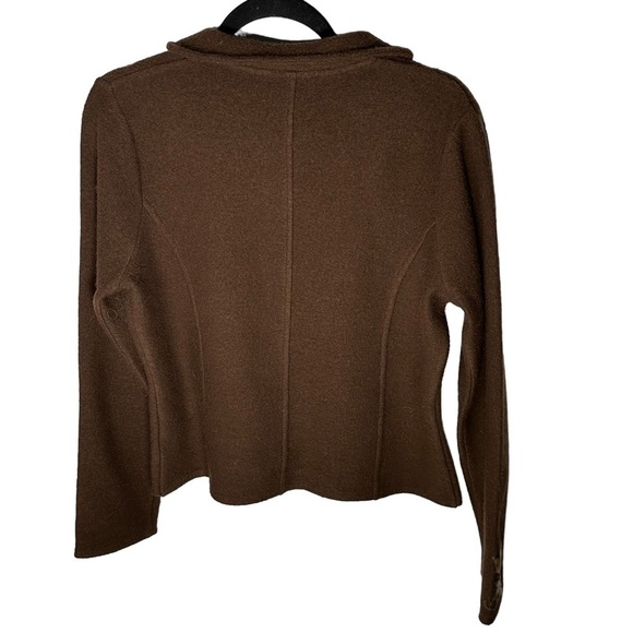 Icelandic Designs Boiled Wool Brown Floral Cardigan Size Medium - Picture 2 of 10